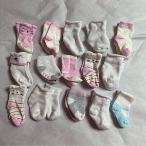 15 pairs of baby girl socks